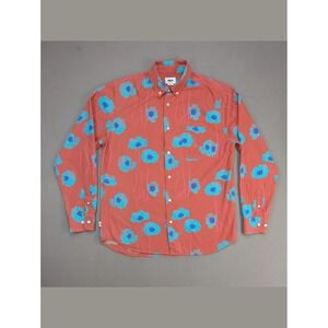 Obey Gather Woven Shirt M Copper Multi Floral Organic Cotton Button Down